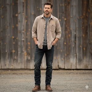 Flyshacker Men's Tan Vintage Wash Long Sleeve Flannel Shirt M Yellowstone Dutton